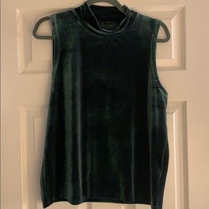 J. Crew Dark Green Velvet Sleeveless Top